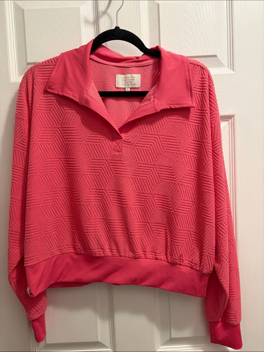 Simply Southern Coral Pink Textured Quarter-Zip Pullover